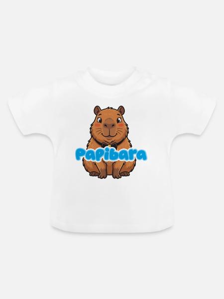 Papibara Capybara - Baby Bio-T-Shirt mit Rundhals - Weiß