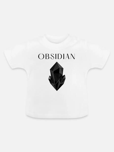 Minimalistischer schwarzer Obsidiankristall - Baby Bio-T-Shirt mit Rundhals - Weiß