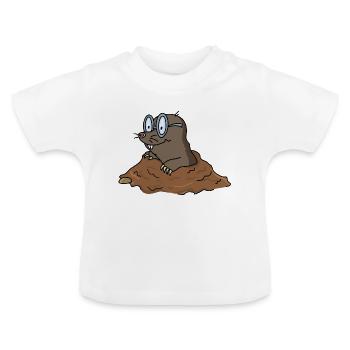 taupe - T-shirt bio col rond Bébé - blanc - Devant