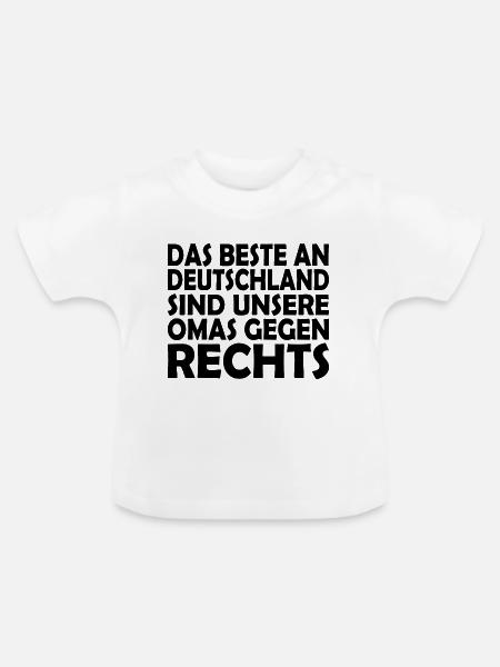omas gegen rechts - Baby Bio-T-Shirt mit Rundhals - Weiß