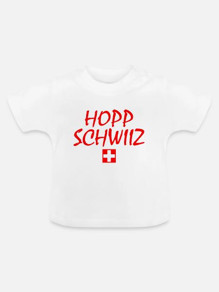Hopp schwiiz - Baby Bio-T-Shirt mit Rundhals - Weiß