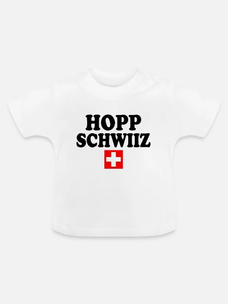 Hopp schwiiz - Baby Bio-T-Shirt mit Rundhals - Weiß