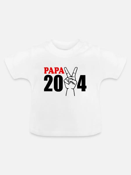 Papa 2024 - Baby Bio-T-Shirt mit Rundhals - Weiß