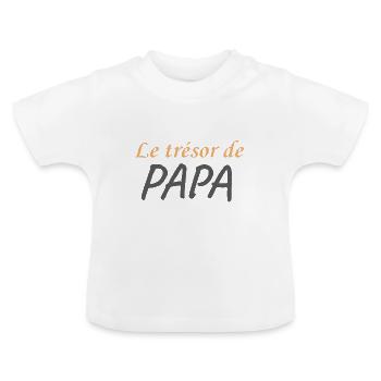 Trésor de Papa - T-shirt bio col rond Bébé - blanc - Devant