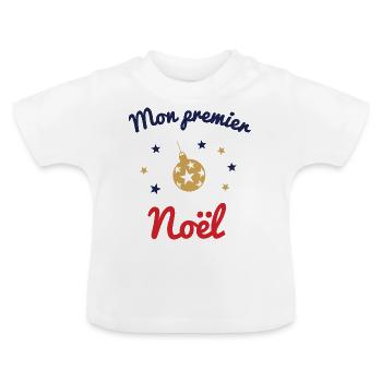 Body bébé premier Noël - T-shirt bio col rond Bébé - blanc - Devant