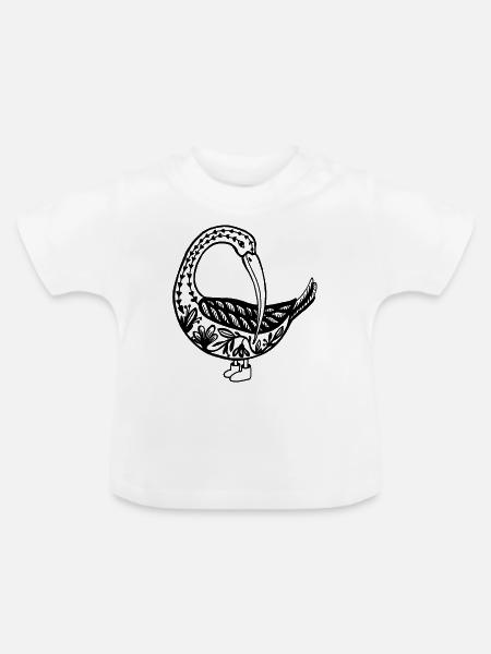 Gans blumig - Baby Bio-T-Shirt mit Rundhals - Weiß