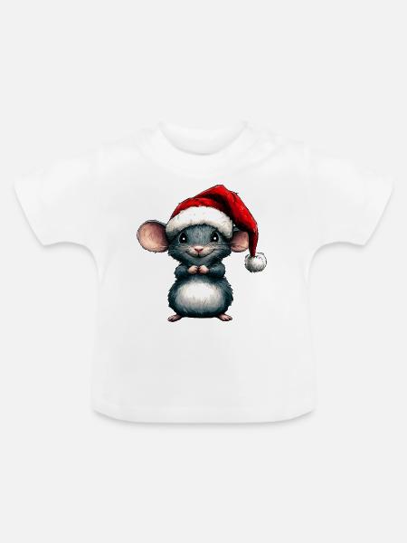 Weihnachtsmann Mäuschen - Baby Bio-T-Shirt mit Rundhals - Weiß