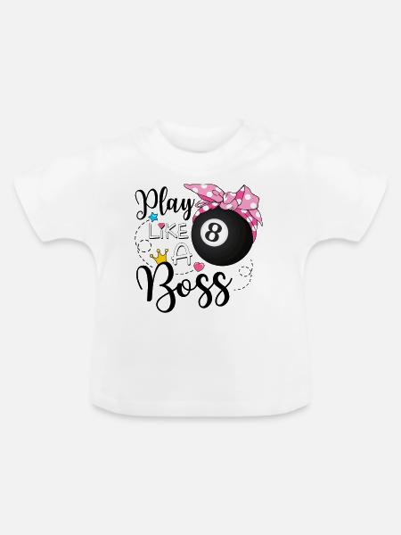 Spielen Wie ein Boss Pool - Baby Bio-T-Shirt mit Rundhals - Weiß