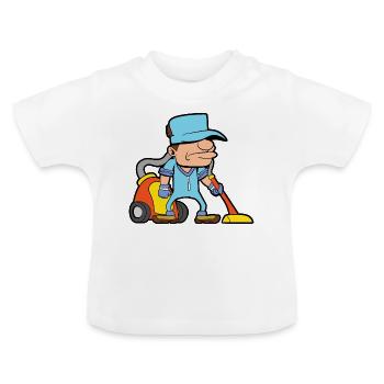 Vacuum cleaner Building cleaner Building cleaning - Baby Organic T-Shirt with Round Neck - white - Front