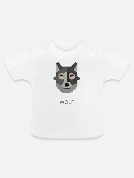 Wolf text grau - Baby Bio-T-Shirt mit Rundhals - Weiß