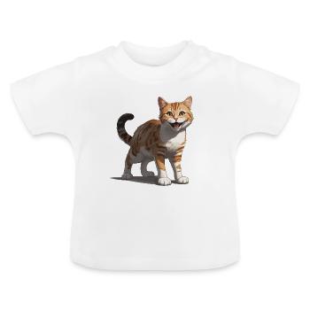 Rot getigert - Baby Bio-T-Shirt mit Rundhals - Weiß - Vorne