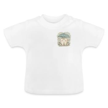 zahn mit Schirm - Baby Bio-T-Shirt mit Rundhals - Weiß - Vorne