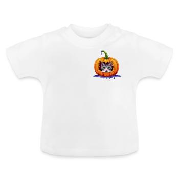 Pumpkin with Halloween cat - Baby Organic T-Shirt with Round Neck - white - Front