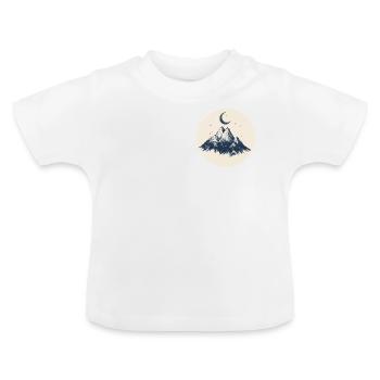 Mountain relief with moon - Baby Organic T-Shirt with Round Neck - white - Front