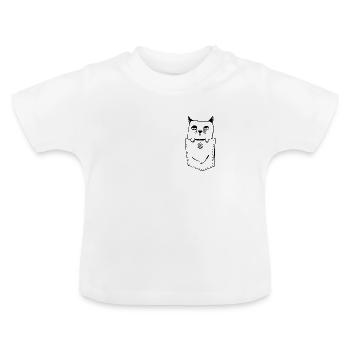 Cat in a poke - Kitty in a breast pocket - Cat - Baby Organic T-Shirt with Round Neck - white - Front