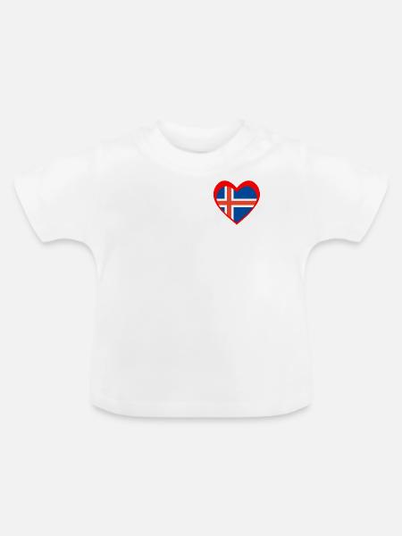 Ísland Hjarta – Ást til Íslands - Baby Bio-T-Shirt mit Rundhals - Weiß