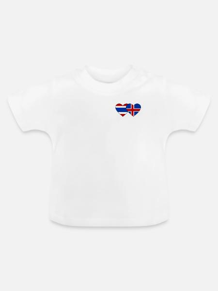Thailand Island Flagge Herzform - Baby Bio-T-Shirt mit Rundhals - Weiß