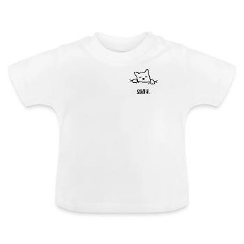 Chut ... le chat dort! - T-shirt bio col rond Bébé - blanc - Devant