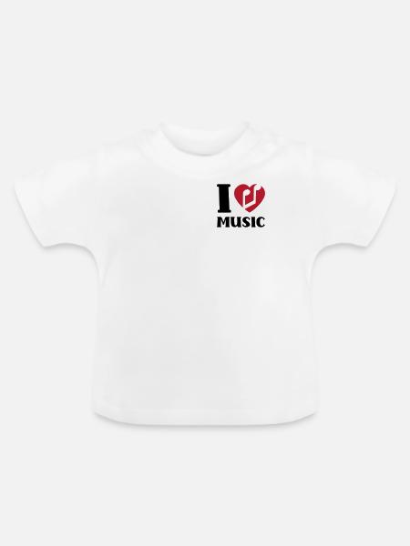 I love music - Baby Bio-T-Shirt mit Rundhals - Weiß