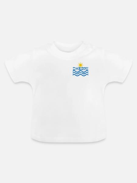DHËRMI Albanien Sonnenwellen-Logo - Baby Bio-T-Shirt mit Rundhals - Weiß