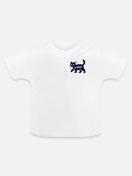 Samtpfote Starry Lustig Monochrom Katze - Baby Bio-T-Shirt mit Rundhals - Weiß