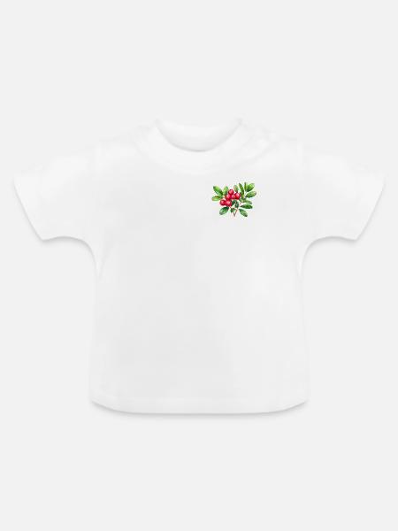 Preiselbeere – botanisches Aquarell - Baby Bio-T-Shirt mit Rundhals - Weiß