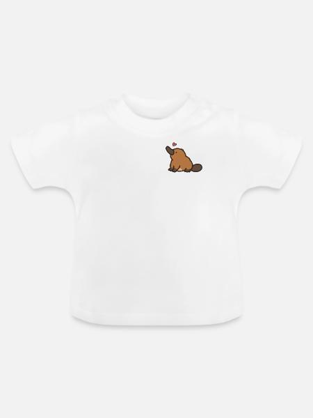 Süßer Schnabeltier-Doodle - Baby Bio-T-Shirt mit Rundhals - Weiß