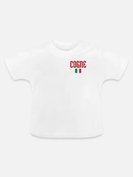 COGNE Italienische Flagge - Baby Bio-T-Shirt mit Rundhals - Weiß