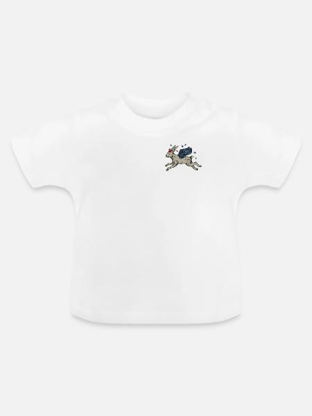 Flügelhase im Sternenflug - Baby Bio-T-Shirt mit Rundhals - Weiß
