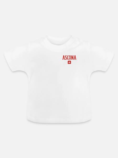 Ascona Schweiz Flagge - Baby Bio-T-Shirt mit Rundhals - Weiß
