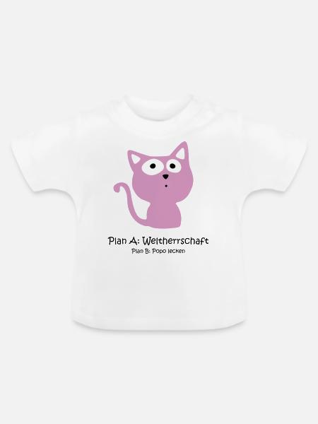 Süße Katze - Weltherrschaft - Baby Bio-T-Shirt mit Rundhals - Weiß