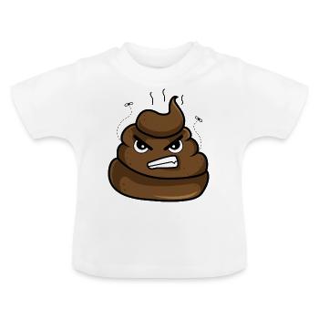 Angry Poop - Baby Bio-T-Shirt mit Rundhals - Weiß - Vorne