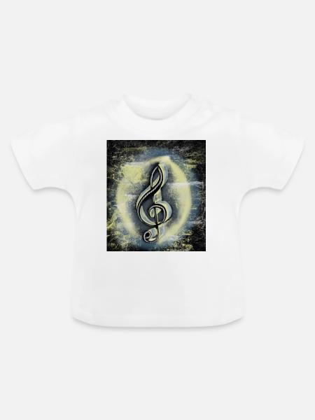 Violinschluessel - Baby Bio-T-Shirt mit Rundhals - Weiß