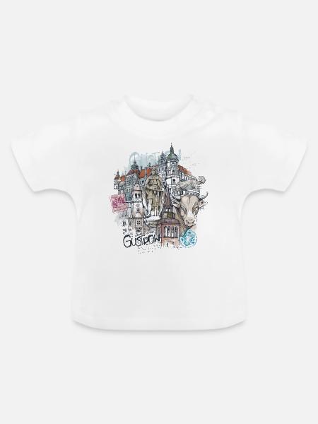Güstrow Illustration - Baby Bio-T-Shirt mit Rundhals - Weiß