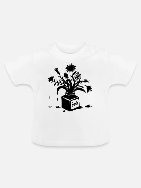 Tuscheblumen - Baby Bio-T-Shirt mit Rundhals - Weiß