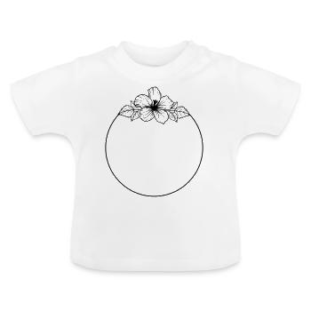 Hibiscus Boho Fleur peinte à la main - T-shirt bio col rond Bébé - blanc - Devant