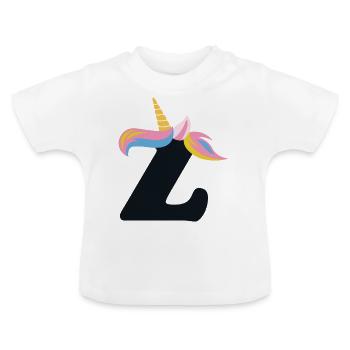 Unicorn Letter Rainbow Style "Z" | be unique - Baby Organic T-Shirt with Round Neck - white - Front