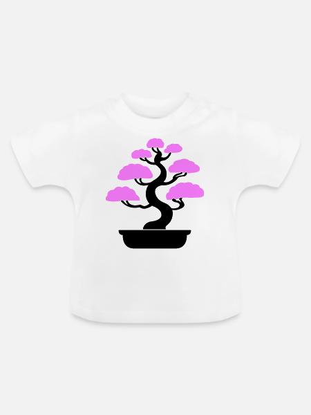 bonsai baum tree - Baby Bio-T-Shirt mit Rundhals - Weiß