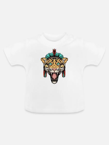 Stammes-Jaguar - Baby Bio-T-Shirt mit Rundhals - Weiß