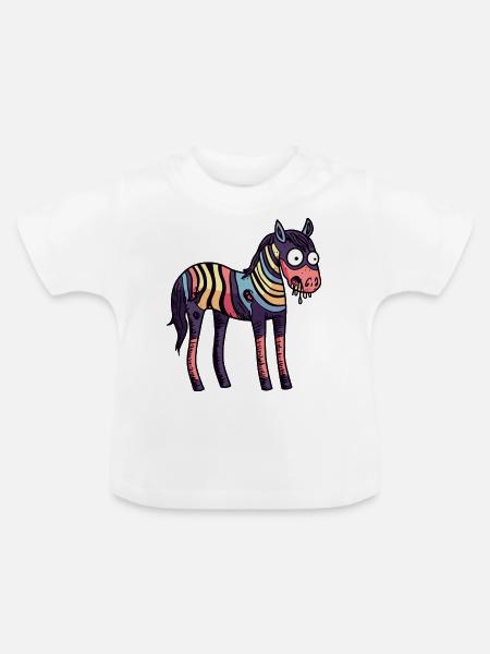Pferd Halloween Tier - Baby Bio-T-Shirt mit Rundhals - Weiß