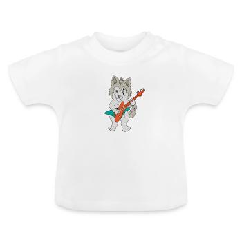 Guitare à chien Husky - T-shirt bio col rond Bébé - blanc - Devant