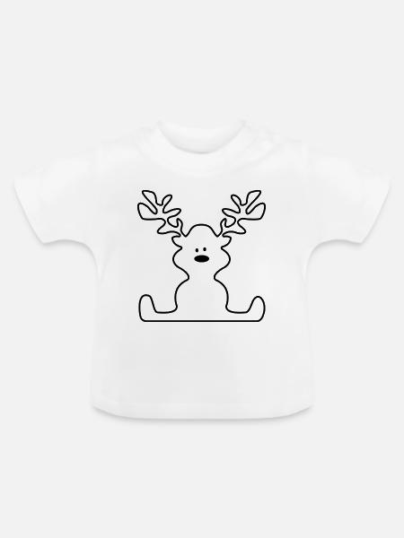 Elch zu Weihnachten - Baby Bio-T-Shirt mit Rundhals - Weiß