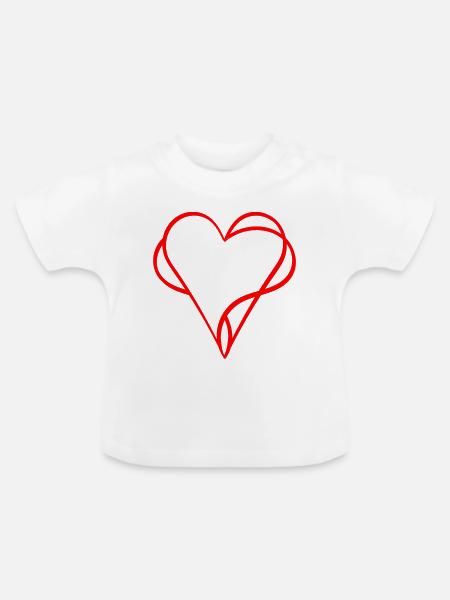 Rote Herzen verschlungen - Liebe - Baby Bio-T-Shirt mit Rundhals - Weiß