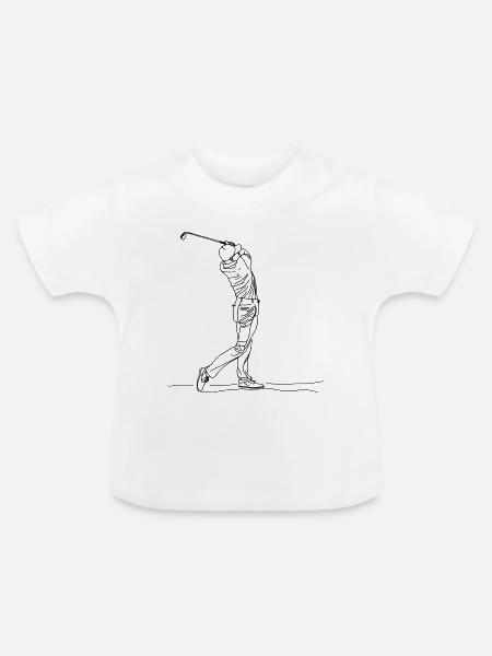 Golf Boy One Line Drawing - Baby Bio-T-Shirt mit Rundhals - Weiß