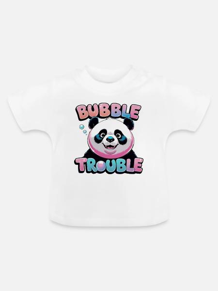 Verspielter Panda Bubbel Glasdruck - Baby Bio-T-Shirt mit Rundhals - Weiß