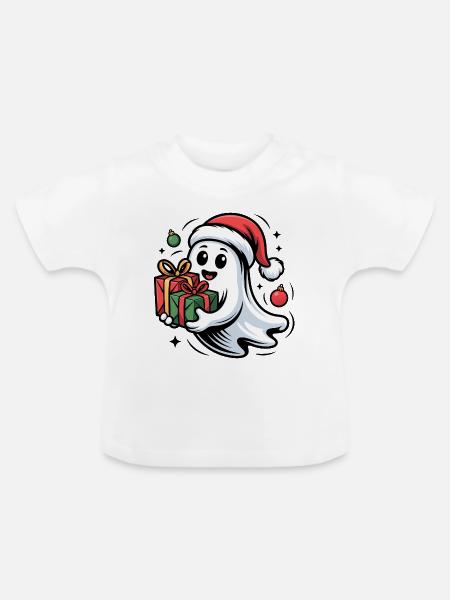 Weihnachtsgeist mit Geschenken Cartoon - Baby Bio-T-Shirt mit Rundhals - Weiß
