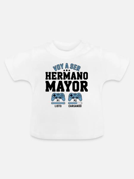 Ich werde ein großer Bruder sein - Baby Bio-T-Shirt mit Rundhals - Weiß