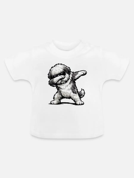 Dabbing Bobtail - Baby Bio-T-Shirt mit Rundhals - Weiß