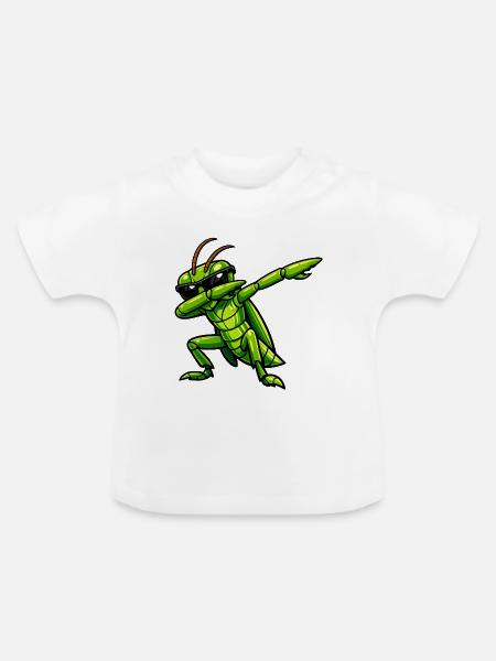 Dabbing Grashüpfer - Baby Bio-T-Shirt mit Rundhals - Weiß