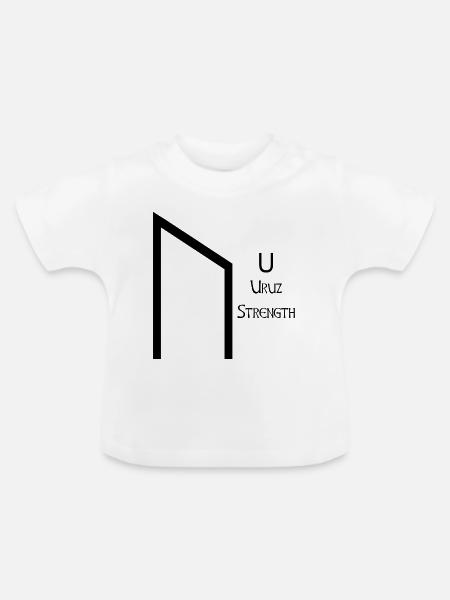 Uruz Rune komplett Schwarz – Wikinger Futhark - Baby Bio-T-Shirt mit Rundhals - Weiß
